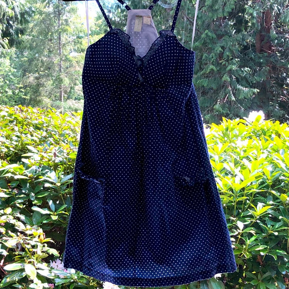 Johnny Martin Blue Polkadot Racerback Ruffle Cami Summer Dress
